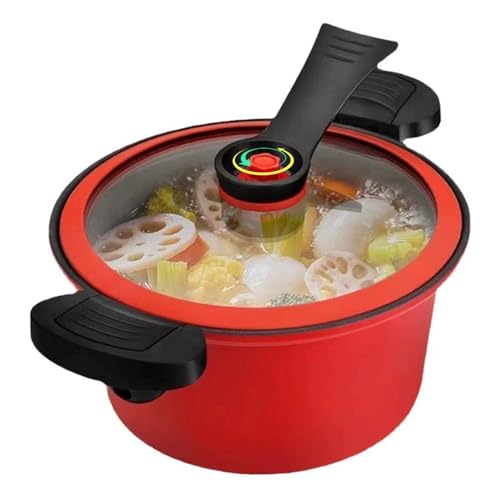 Mini olla a presión, olla de presión de calefacción rápida de 3.5L con manijas de cerradura, serie antiadherente con tapa transparente para gas, inducción, estufas eléctricas