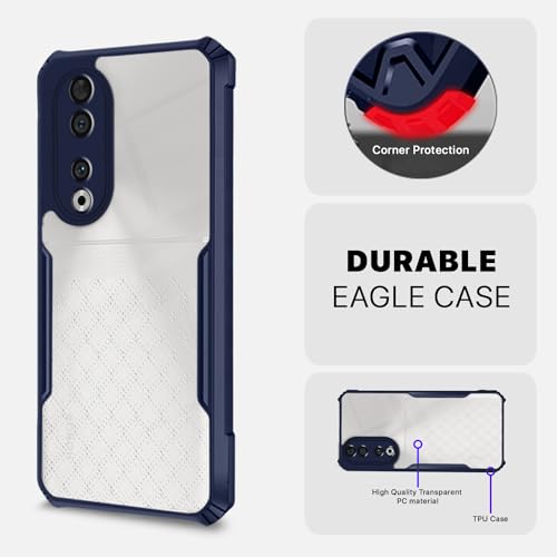 Image of Pikkme Honor 90 5G Back Cover | Crystal Clear Transparent Back | Ultra Hybrid | Full Camera Protection | Raised Edge | Bumper Back Case (Blue)