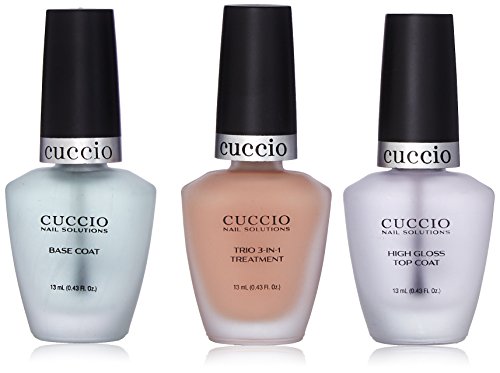 Cuccio Colour Colour Lacquer Foundation Kit - Extends And Enhances Professional Nail Prep - Kit Contains Nail Bonding Base Coat, High Gloss Top Coat And 3-In-1 Treatment - For Healthy Nails, 0.43 Fl Oz (Pack of 3), (I0098577)