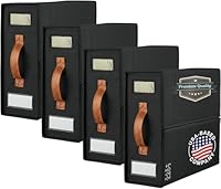 LOFT + IVY Sheet Organizers and Storage – Bed Sheet Holders Box for Linen Closet, Foldable Bedding Storage with Leather Handles, Label Slot, Closure – Black, 4-Pack