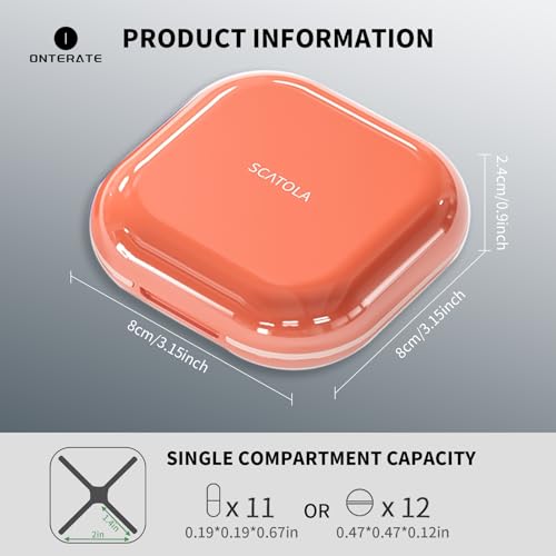 Image of ONTERATE Small Pill Case, Travel Pill Box with 4 Compartments, White Gray
