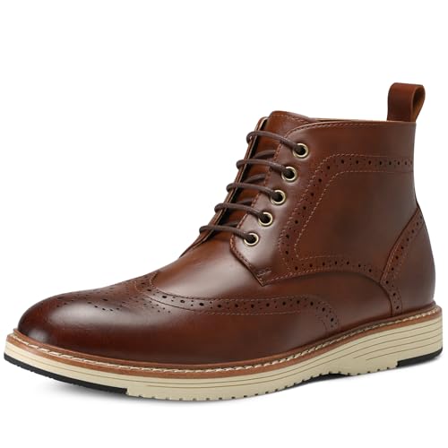 HVENSTEAD Brown Dress Boots for Men: Chukka Wingtip Fall Shoes Mens - Casual Work Derby Ankle Chukka...