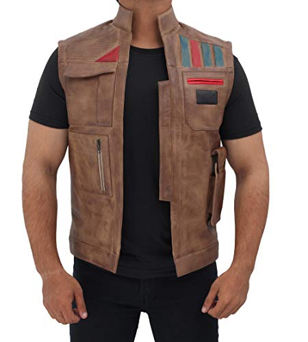 Blingsoul Mens Brown Lambskin Leather Jacket Vest | [1702784] Fin Vest BR, L