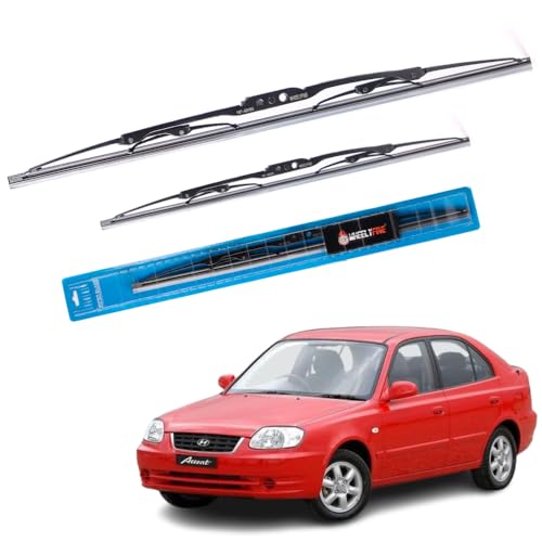 Image of Windshield Car Wiper Blades Metal Frame Water Repellant Cleaning Wiper Blades Refills Best for Hyundai Accent Hatchback (2004 Onwards) Dr 20 inch /Pa 18 inch