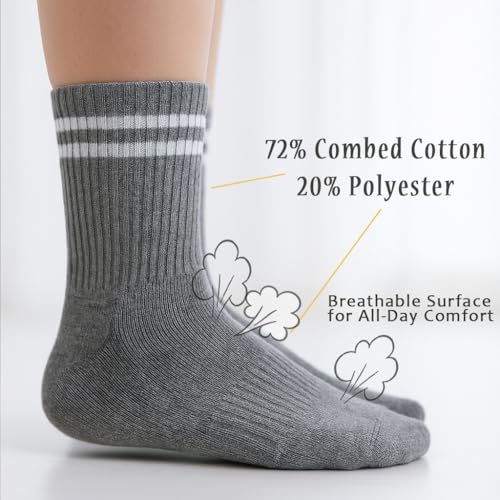 UMELOK Kids Non-Slip Socks Soft Cotton Crew 4 Pack Athletic Socks for Boys 4-12 Years4
