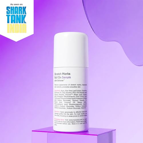Image of CosIQ Roll On Serum for Stretch Marks with Striover | Reduces Appearance of Stretch Marks, Scars & Uneven Skin | Roll-On Applicator for Stomach, Thighs & Hips | All Skin Types | 40ml, Pack of 2