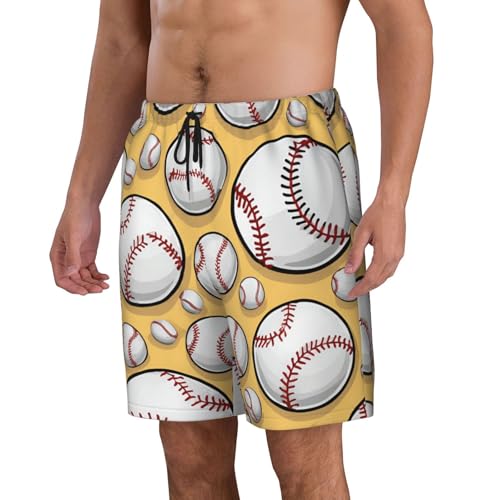 Baseball Pattern Softball Ball Sport Design Print Men's Beach Pants Lightweight Quick-Dry Swim Pants with Mesh Lining for Men2