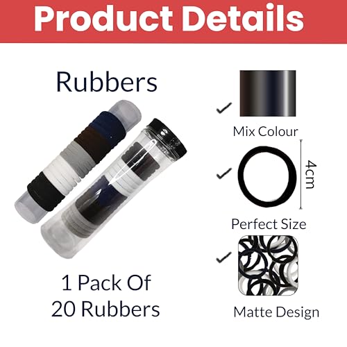 Image of TEMPERIA (Pack of 20) Hair Rubber Band for Women & Girls with Storage Tube Box - Stretchable Soft Hair Ties Ponytail Holder Elastic Hairbands - Premium & Durable Ponytail Holder Hair Accessories