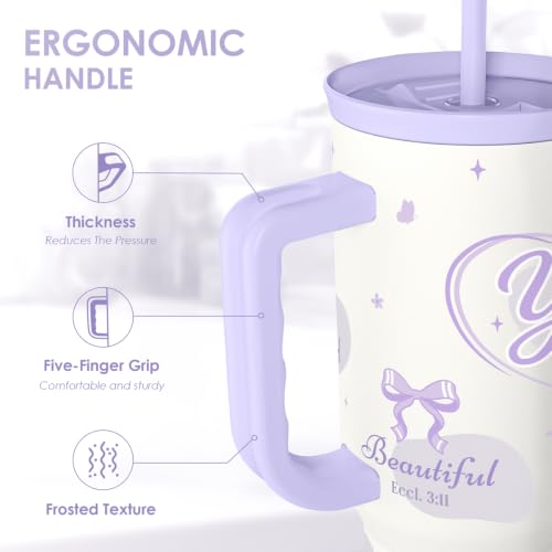 Image of Christian Stainless Steel Slider Tumbler with Handle 40 Ounces with Lid, Travel Cup, Insulated Bottles for Girls Women