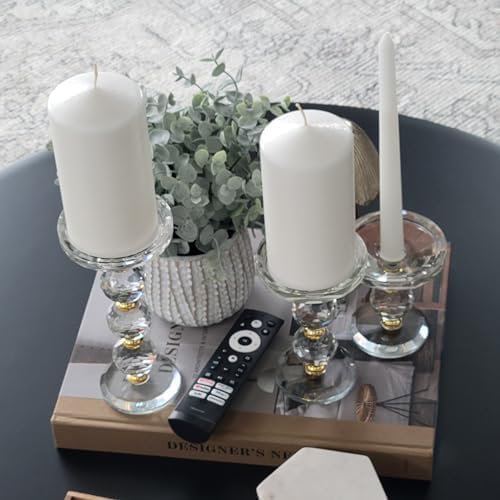 Miniatura 6 de 42 North Portavelas de vidrio con uso multiusos para velas de pilar, velas cónicas, velas de candelita, portavelas modernos, portavelas de huracán