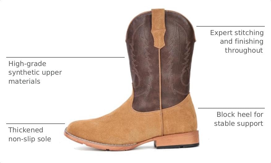 Image of IUV Cowboy Boots for Men Suede Square Toe