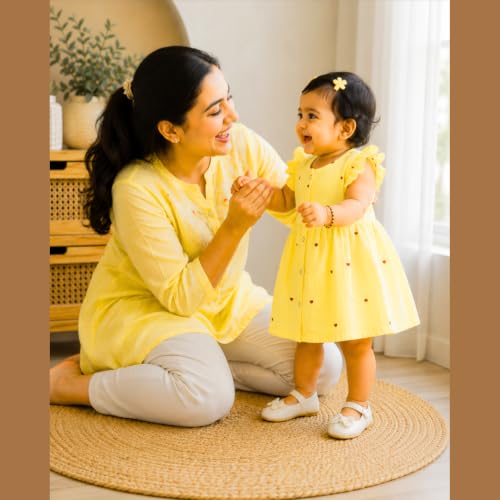 Image of Lilimi Toddler Baby Girl Cotton Muslin Dress, Breathable Flutter Sleeve Button-Front Cute Frocks