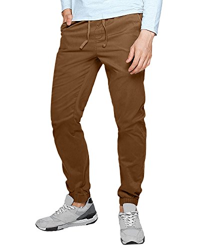 MODCHOK Men's Chino Jogger Pants Casusal Workout Trousers Slim Fit Sweatpants 1Brown S