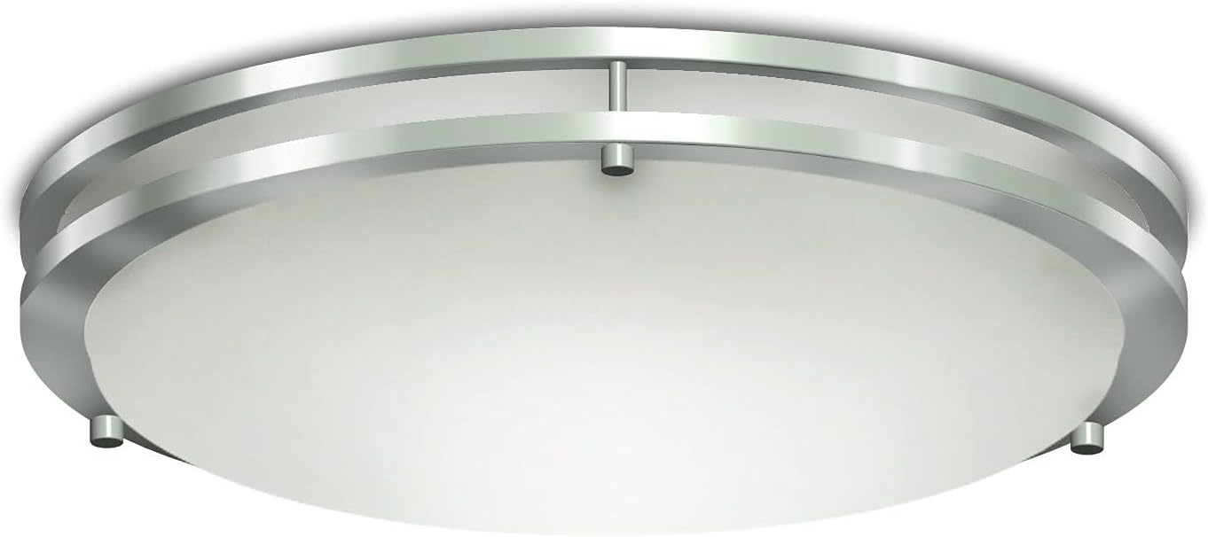 Good Earth Lighting Jordan 11-inch LED Flush Mount – Satin Nickel, Dimmable, 1100 Lumen, 3000K, 50,000 Hour Rated Lamp Life