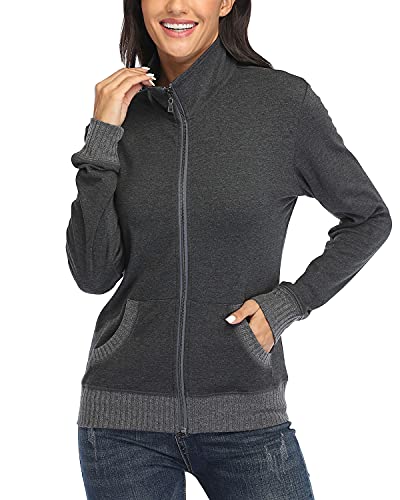 Andy & Natalie Women's Zip Up Jackets Sweatshirts Jacket Stand Collar Jacket With Pockets #TOP3