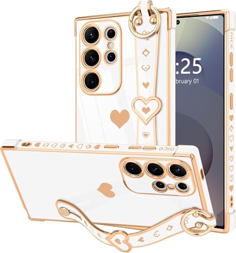 QOJT �T���X�� Galaxy A17 5G �P�[�X �L���[�g�ȃn�[�g�^���b�L�X�g���b�v�t�� �����E���̎q���� �L���L���V���R�� �J�����ی� �o���p�[ �ϏՌ� �X�}�z�P�[�X Galaxy A17 5G (6.7�C���`) - �u���[