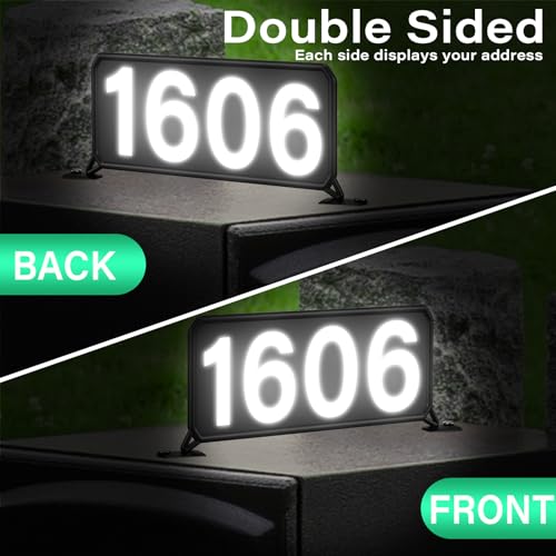 Metal Mailbox Address Plaques - Reflective House Number Plaque for Outside, Double-sided illuminated Address Signs, Easy to Install Mailbox Topper for Visitors,911 Visible -Black - Thumbnail 3