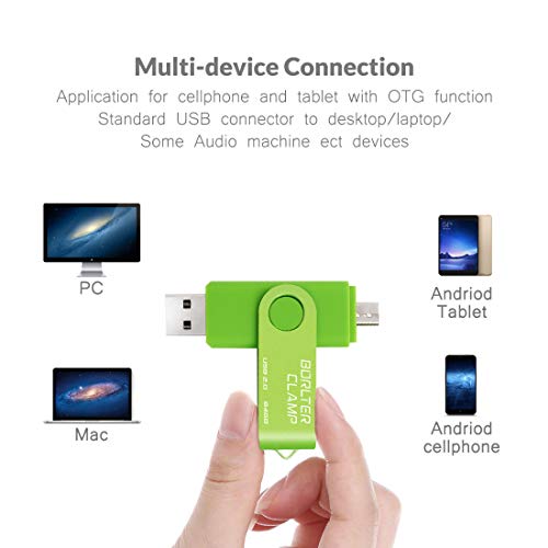 Image of BorlterClamp 64GB USB Flash Drive Dual Port Memory Stick, OTG Thumb Drive with Micro USB Drive Port for Android Smartphone Tablet & Computer (Green)
