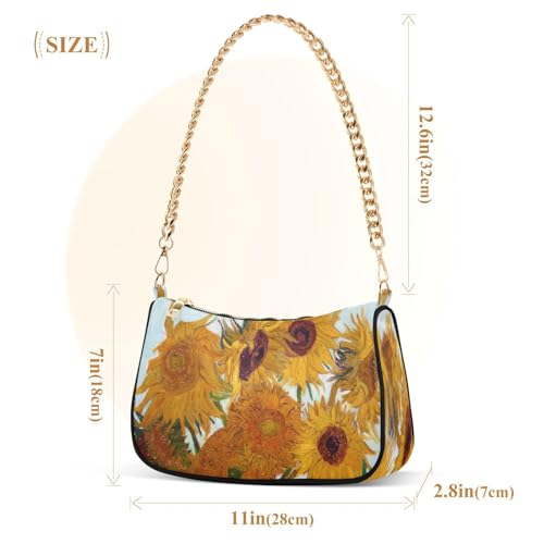 Shoulder Bags for Women Van Gogh Sunflower Hobo Tote Handbag Small Clutch Purse with Zipper Closure153