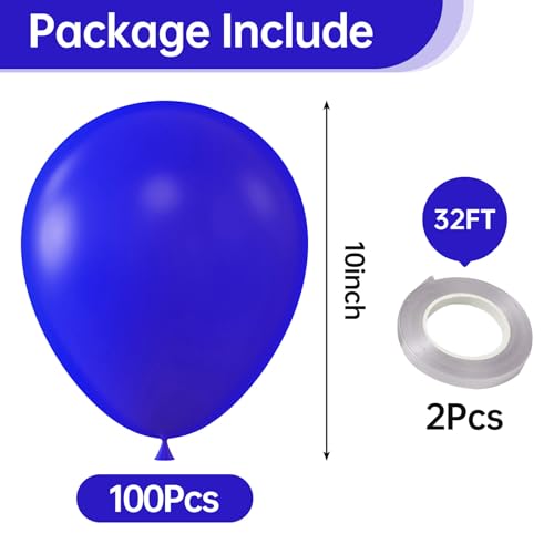 Image of 10 Inch Royal Blue Balloons, 100 Pcs Latex Helium Balloons for Birthday Party Baby Shower Wedding Graduation Graduation Party Decorations
