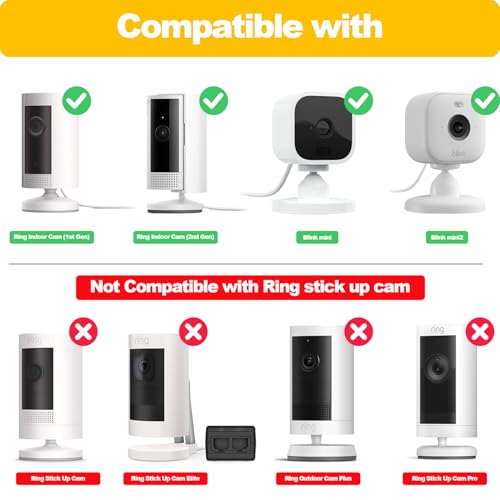 Image of 3 Pack Adhesive Wall Mount Bracket for Ring Indoor Cam,Strong VHB Stick On,No Drilling Camera Mount for Ring,Two Ways Installation with Tape and Screws