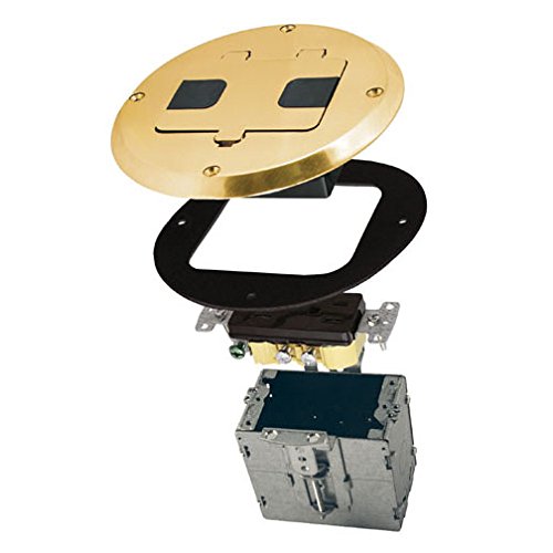 Hubbell-Raco 6239BP Single Gang Floor Kit with Recessed Duplex 15A TR Device