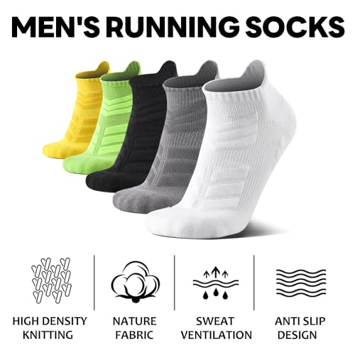 Mens ankle socks size 13-15,Running socks with arch support,black athletic cotton sock,hurdle golf sock,5 pack2