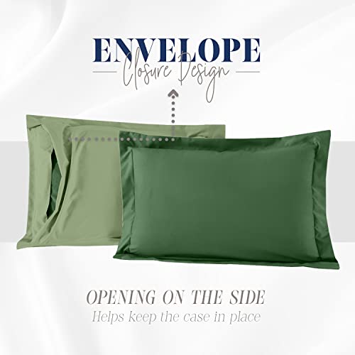 Image of Elegant Comfort 3-Piece Reversible Comforter Set, All Season Cozy, Soft Down Alternative, Quilted - Box Stitched - Duvet Insert with 4 Corner Tabs, Comforter with Shams, Twin XL, Hunter Green /Sage