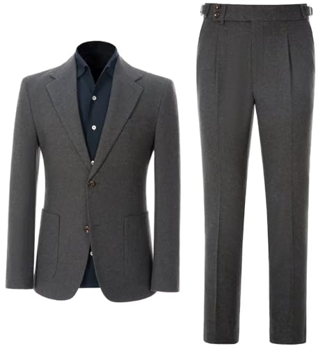 Retro 2 Piece Suit Wool Men's Suits Slim Fit Groom Wool Blend Formal Party Dinner Tuxedo Set Prom Jacket Blazer Pants