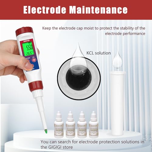 Image of Food pH Meter Replacement Probe 2 in 1 pH Temperature Tester Spear Tip pH Sensor Easily Penetrate Solid and Semi-Solid Samples, Also Suitable for Water