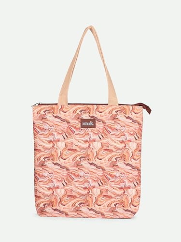 Image of ZOUK Ivy Tote Bag for Women | Handcrafted Jute Khadi with Vegan Leather Handles | Lightweight, Foldable & Travel-Friendly Everyday Carry Bag |