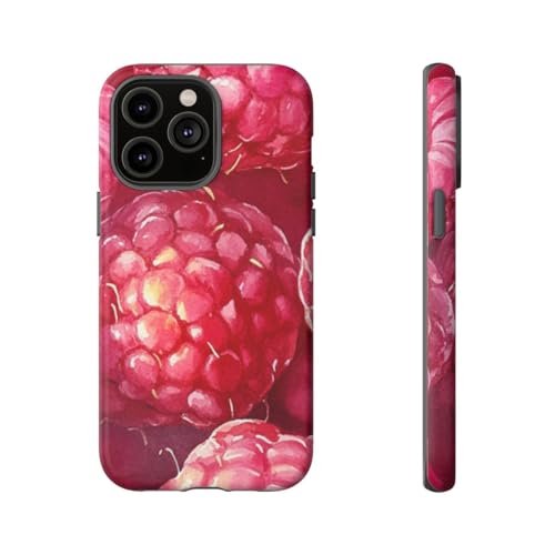 Coque rigide mate iPhone 14 Pro Max Aquarelle Framboises rose antichoc