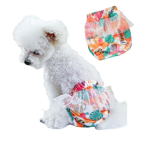 Image of Small Dog Sanitary Panties, Lace Washable Reusable Cute Puppy Panties Pet Underwear Diaper Physiological Shorts for Female Girls Dogs(Hawaiian,L)