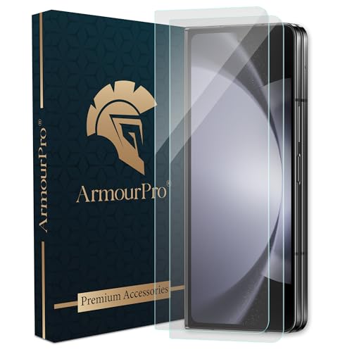 Image of ArmourPro Borderless Tempered Glass for Samsung Galaxy Z Fold 5, Pack of 2 Clear Screen Protector with Anti-Dust Speaker Mesh, 9H Anti-Scratch, HD Clarity, Case Friendly, Easy Installation Kit