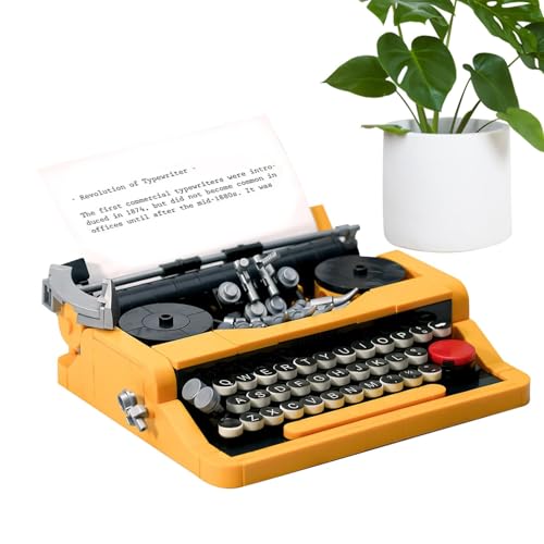 Juego de bloques de construcción para máquina de escribir - Modelo clásico vintage de máquina de escribir | Retro Coleccionista Impresora Coleccionable - Juguetes de pantalla, Bloques de construcción