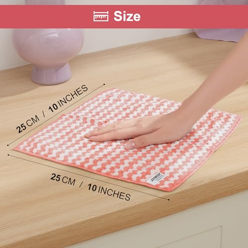 Image of JOYMOOP 54 Packs Microfiber Cleaning Cloths, 10 inch x 10 inch Kitchen Towels - Reusable Cleaning Rags, Lint-Free, Super Absorbent Cleaning Cloths for Kitchen, Car, and Household Cleaning, Pink