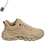 Men's Thick Sole Casual Work Shoes, Fashion Comfort Soft Hiking Sneakers, Unisex Sport Slip-On Footwear (Khaki, Adult, Women, 8, Numeric, US Footwear Size System, Medium)