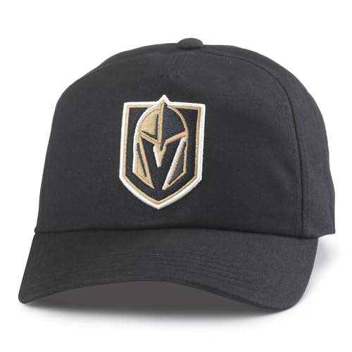 AMERICAN NEEDLE Unisex Vegas Golden Knights Officially Licensed NHL Roscoe Adjustable Snapback Baseball Hat (EM009A-VGK-BLK)