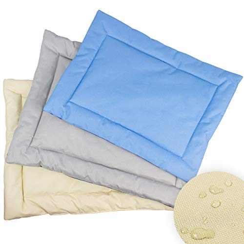 Downtown Pet Supply Two-Toned Waterproof Comfort Crate Mat Beds for Indoor/Outdoor Use (Olive and Light Beige, Medium)