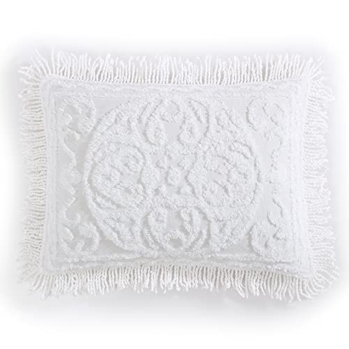 Image of Beatrice Home Fashions Medallion King Cotton Chenille Sham, White