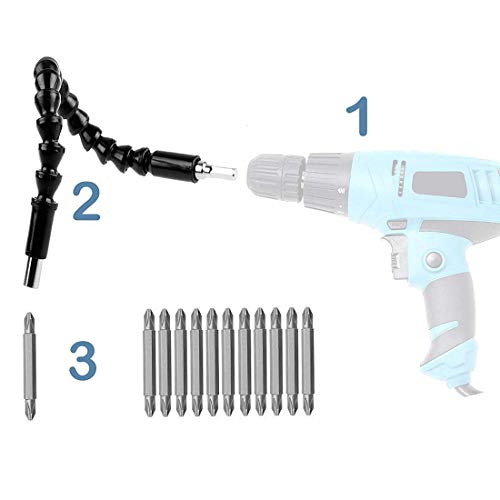 Image of DIY Crafts Flexible Holder Drill, Design No # 3, Flexible Holder Drill for Black 30cm 11.8 inch Tools Shaft + 10 Pcs End Bits + Extensi (Flexible Holder Drill, Design No # 3)