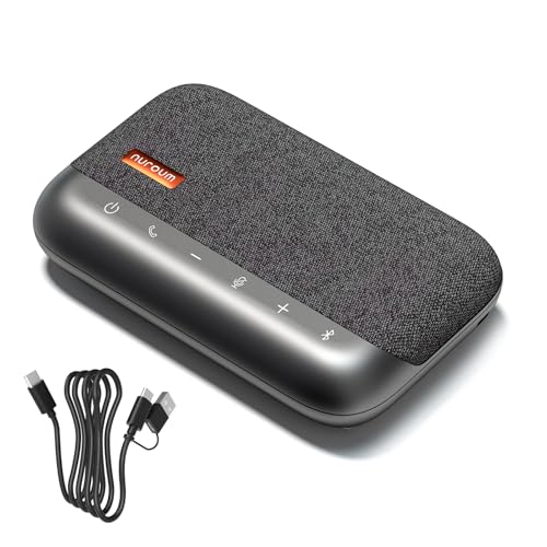 NUROUM A05B(2nd Gen) Bluetooth Conference Speaker and Microphone, Portable Wireless Speakerphone with Noise Canceling Mic, 16ft Voice Picked Up Computer Speakers for Desktop PC/Laptop/Business Trips