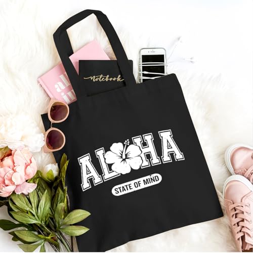 TSIIUO Aloha Beach Vacation Canvas Tote Bag for Women Hawaii Trip Reusable Grocery Shopping Tote Bag for Traveling4