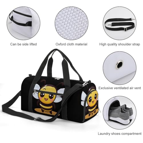 Cute Bee Sports Gym Bag Lightweight Travel Duffel Bag Workout Bags Casual Weekender Bag for Men Women3