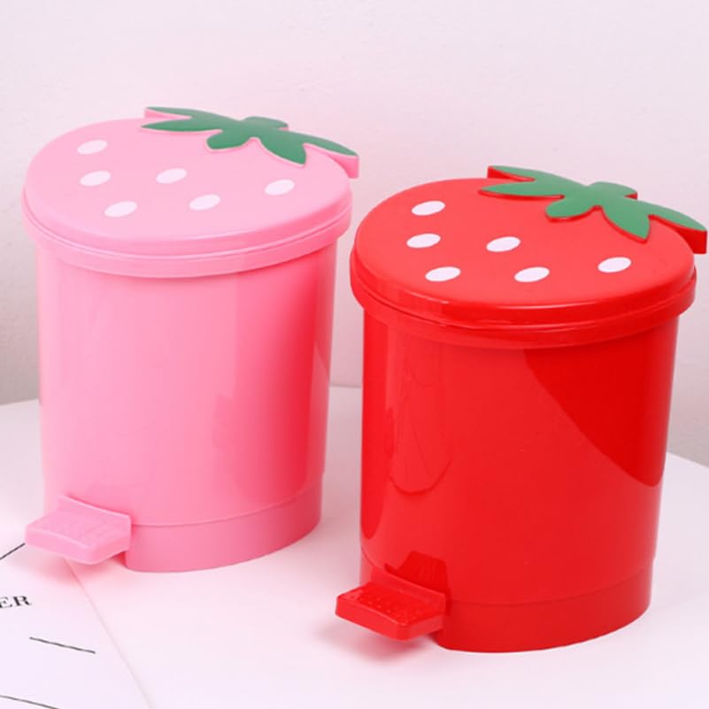 Caneca de basura rectangular de plástico roja para escritorio miniatura 4