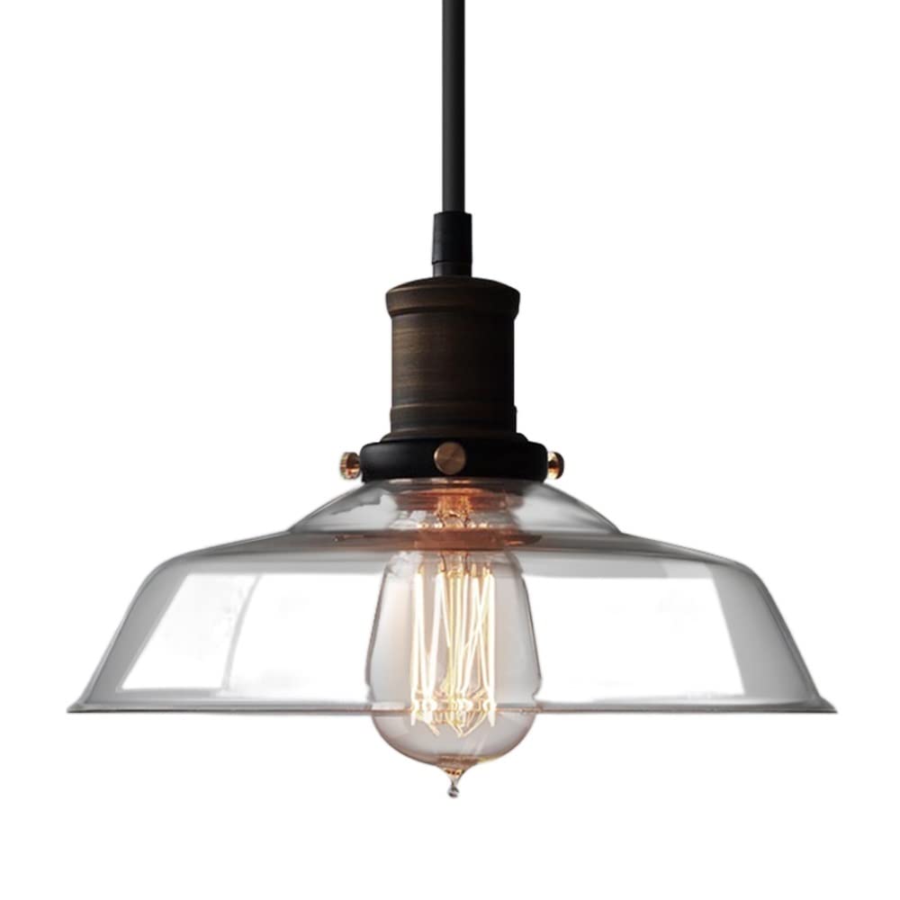 Lámpara colgante ajustable con cristal retro de suspensión adaptable para techos altos y bajos