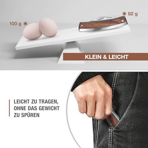 DURATECH Taschenmesser Klappmesser mit Holzgriff, 170mm Taschenmesser Camping & Outdoor Messer aus Edelstahl – Bild 4