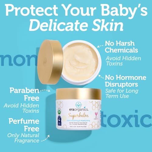 Image of Era Organics Healing Ointment for Babies - USDA Certified Organic Natural Moisturizer Gentle on Sensitive Skin Prone To Baby Eczema, Cradle Cap (Infant Seborrheic Dermatitis), Rashes, Hives - 4oz