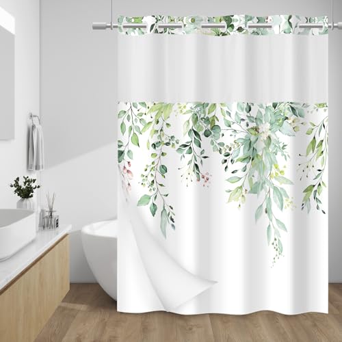 WITHLOC No Hook Shower Curtain with Snap in Liner -