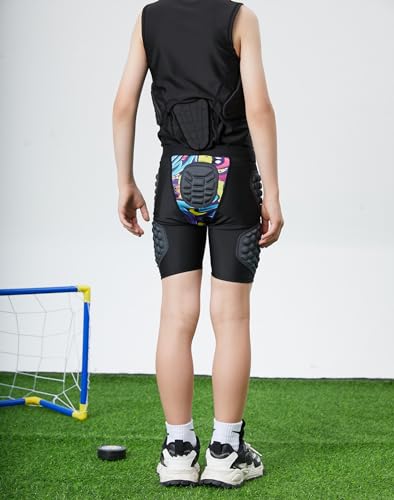 Topeter Youth Hip Protective Underwear Goalie Impact Shorts Hip Protective Gear Guard Impact Underwear for Rugby Pink YXL - Image 4